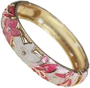 [NXAWUE] Cloisonne Bracelets,Bracelet, Pierced Multicolor Star Design Bangles Cloisonne Enamel Ethnic Bangles Spring Hinged Cuff Bracelets for Women Chinese Traditional Handcraft(White)