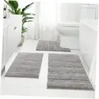 3 Pcs Bath Mat Set - Soft Chenille Bathroom Rugs with Non Slip Rubber