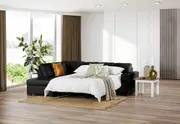 DIAMOND Leather-Look Left-Hand Facing Corner Chaise with Sofa Bed