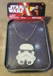 Star Wars Storm Trooper Necklace w/ Tin CHAIN, DISNEY C-4