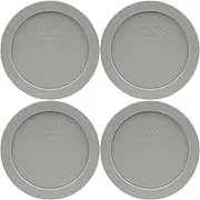 Pyrex 7200-PC Jet Gray Round Plastic Food Storage Replacement Lids - 4 Pack
