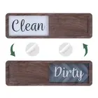 Dishwasher Magnet Clean Dirty Sign Fishtail Wood Grain Sign, Dark Brown