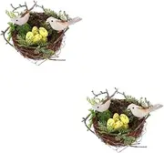 Cabilock 2pcs Bird Nest Ornament Bird Nest Model Bird Cage Accessories Bird Cage Decor Bird Ornaments Fake Eggs to Decorate Bird Egg Decor Bird Decor Birds Nest Bird Nest Decor