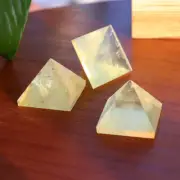 Natural Citrine Quartz Crystal Carved Pyramid Orgone Energy Healing Stone Tower