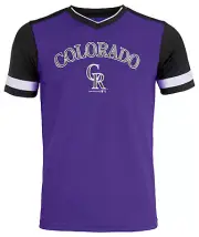 Outerstuff Colorado Rockies MLB Boy's Youth Short Sleeve Pin-Dot Tee, Purple