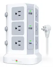 Dual 20W USB-C Power Strip, Surge Protector with USB Ports & Widely Spaced AC...