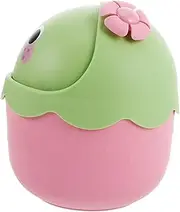 HOOTNEE Cute Strawberry Waste Basket Compact Desktop Garbage Can Bin Ideal for Kids' Room Decor
