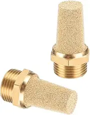 uxcell Pneumatic Muffler G 3/8, 2 Pack Sintered Bronze Brass Air Compressor Exhaust Muffler Filters Air Solenoid Valve Muffler Fitting for Automation Pneumatic Equipment, Golden