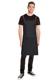 Chefworks Memphis Cross Back Bib Apron Black Bar Bistro Serving Cafe Waiters