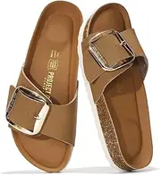 [Project Cloud] Genuine Leather Sandals Women Dressy Summer Beach Essentials - Flip Flops & Slides with Memory Foam Insole Womens Sandals Comfortable Footwear