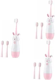 Minkissy 3 Sets Electric Toothbrush Boys and Girls Sonic Vibrates Toothbrushes 3 Replacement Heads Soft Bristles 2 Colors