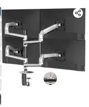 Monitor Mount, Holds Screens up to 40 Inches and 25 lbs, Fully Quad Silver