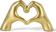 Heart Hands Sculpture, Gold Shelf Decoration Aesthetics for Room Bookshelf Coffee Table Dining Table Centerpiece, Birthday Gift and Memorial for Women, Girlfriend Girls Mom