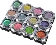 Chrome Nail Powder, 12 Colors Glitter Metallic Nail Chrome Powder for Mirror Effect DIY Manicure Art