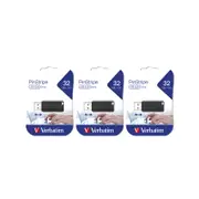3x Verbatim Store'n'go Pinstripe 32gb Usb Drive - Black