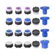 20Pcs Faucet Aerators, M16.5 .5 M21.5 M24 Faucet Cache Aerator Water Saving Flow Restrictor with Ke Blue Black
