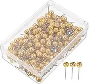 WEKAMOS 200Pcs Gold Map Tacks Decorative Push Pins with Round Ball Heads Thumb Tacks for Photos Maps Crafts and Office Use Ample Supply for Home Organization