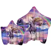 Crazy Funny Art Laser Space Cat on Unicorn Eating Taco Towel with Hood