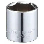 Westward Socket, Steel, Chrome, 15/16 in 53YR76 Westward 53YR76 15/16"