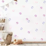 Polka Dot Wall Decals Removable Watercolor Colorful Sticker for Pink
