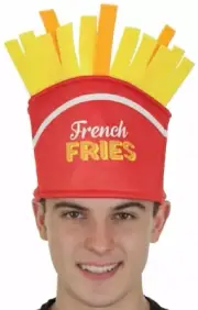 FRENCH FRY FRIES FAST JUNK FOOD STAND CARNIVAL FAIR COSTUME HAT RED YELLOW FUNNY