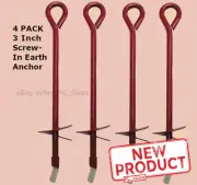 4 PACK 30 Inch Shed & Tent Anchor Steel Screw In Earth Ground Swing Stake NEW