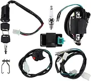 Vuzmode Wiring Loom Ignition Coil, Wiring Loom Harness Kill Switch, Kill Switch Ignition Coil Spark Plug Wiring Harness Kit, for Kick Start Dirt Pit Bike ATV 50CC 70CC 90CC 110CC‑160cc Engine Ign