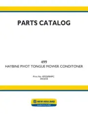 New Holland 499 Haybine Pivot Tongue Mower Conditioner Parts Catalog Manual