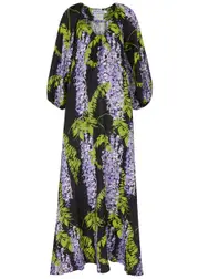 Bernadette Georgio Floral-print Linen Gown - Black - 42 (UK14 / L) 42 (UK14 / L)