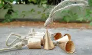 Set of 100 Vintage Rustic Lucky Handmade Cone & Cylinder Cow Bell Christmas Bell
