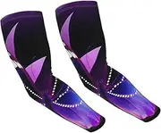 [FHEDVBN] Blue Purple Butterfly Arm Sleeves Compression Arm Covers for Men Women Outdoor Sun Sleeves Cooling Sports Sleeve, Black