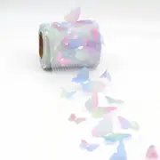 3D Butterfly Pattern Mesh Organza Ribbon Roll - Gradient Blue