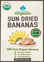 Organic Sun Dried Banana No Sugar Added Healthy Thai Fruit Snacks 4 LB Gift Box
