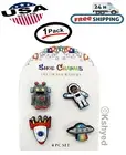 4 Pcs Robot Astronaut Spaceship Rocket Design Shoe Charms for Croc Bracelet -New