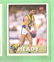 1996 AFL SELECT STICKER #217 BRETT HEADY, WEST COAST EAGLES