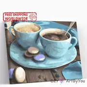 Paint By Numbers Kit Coffee Biscuit Abstract Draw Brush Canvas Framed Decor