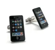 Mobile Phone Cufflinks Black Trim Smart Phone Cosplay Party Master High Tech Cel