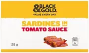 Black & Gold Sardines In Tomato Sauce 125gm x 24