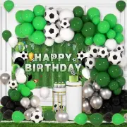 123 PCS Soccer Birthday Decorations Black Green Birthday Balloon Garland Arch Ki