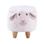 Home 2 Office Storage Ottoman 7.8"H Sheep Plush Animal Fabric Material in White
