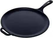 Victoria Comal Enamelled Cast Iron Pizza Pan 30 cm, Omelettes, Induction, Fire, Grill, Oven, Glass Ceramic, Gas, Free from Harmful Substances and PTFE