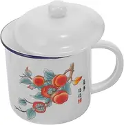 SUPVOX Retro Enamel Mug with Lid Stylish Drinking Cup for Home Office and Outdoor Use Versatile Beverage Holder for Coffee Tea Water and More Durable and Break Resistant Design