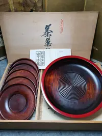 在飛比找Yahoo!奇摩拍賣優惠-日本山中漆器一木挖千筋菓子缽 木缽 茶盤 茶托 托盤 果盤