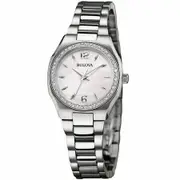 Bulova 96R199 Diamond Gallery Analog Display Japanese Quartz White Womens Watch