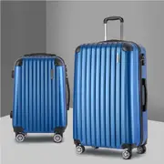 20" 28" Luggage Wanderlite Trolley Set Travel Suitcase Carry On Hard Case Lightweight 2pcs - Blue