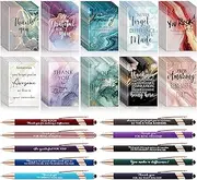 Kosiz 120 Pcs Appreciation Gifts for Coworkers 60 Inspirational Notebooks Thank You Ballpoint Pens Bulk CNA Motivational Journals Notepads Employee Nurses Teachers Black