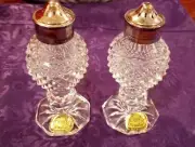 Bohemia Crystal 4.5" Salt Pepper Shakers Made Czechoslovakia New with labels #25