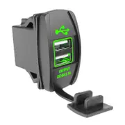 Nevenka Dual USB Charger 12V/24V Fast Charge Socket Waterproof Quick Charger for Cars Boats-Green