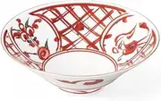 Takumikaze Arita Ware 5.9 inches (15 cm) Serving Plate, Red Painting Brocade Tip, Pot, Made in Japan