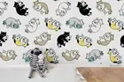 3D Cat Fish Pattern Cattoon Color Self-adhesive Removeable Wallpaper Wall Mural